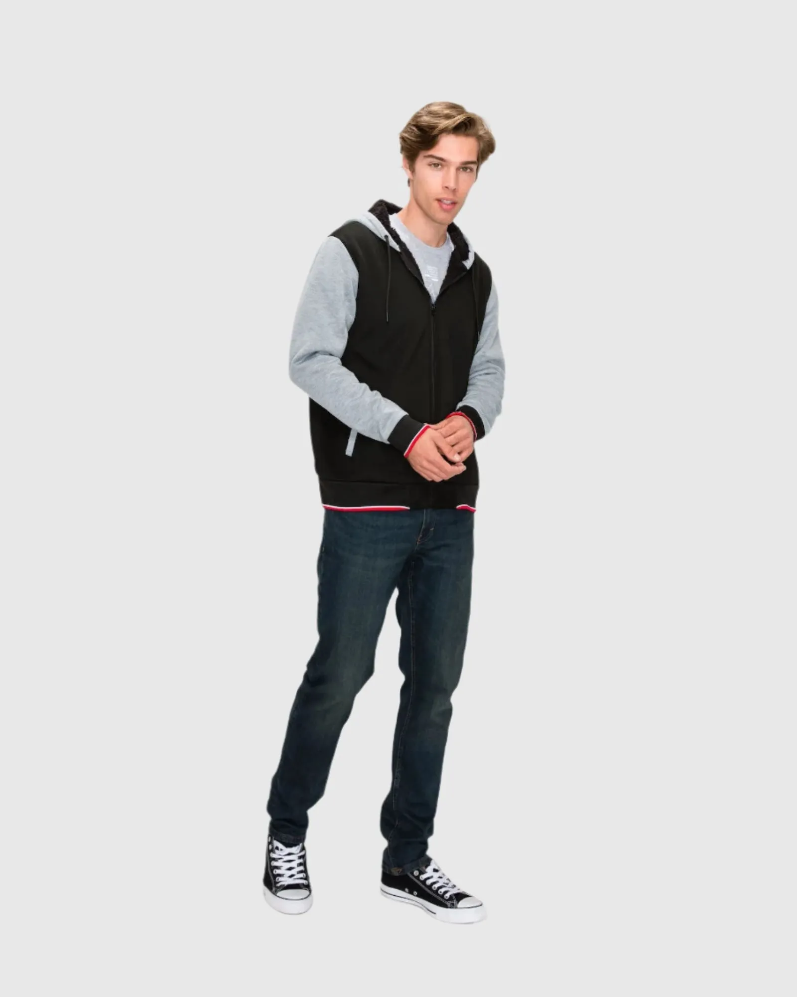 MEN'S VALUE VARSITY FLEECE SHERPA LINED JACKET