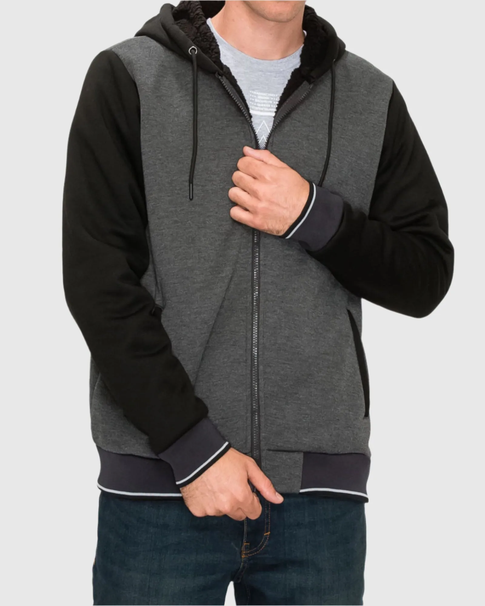 MEN'S VALUE VARSITY FLEECE SHERPA LINED JACKET