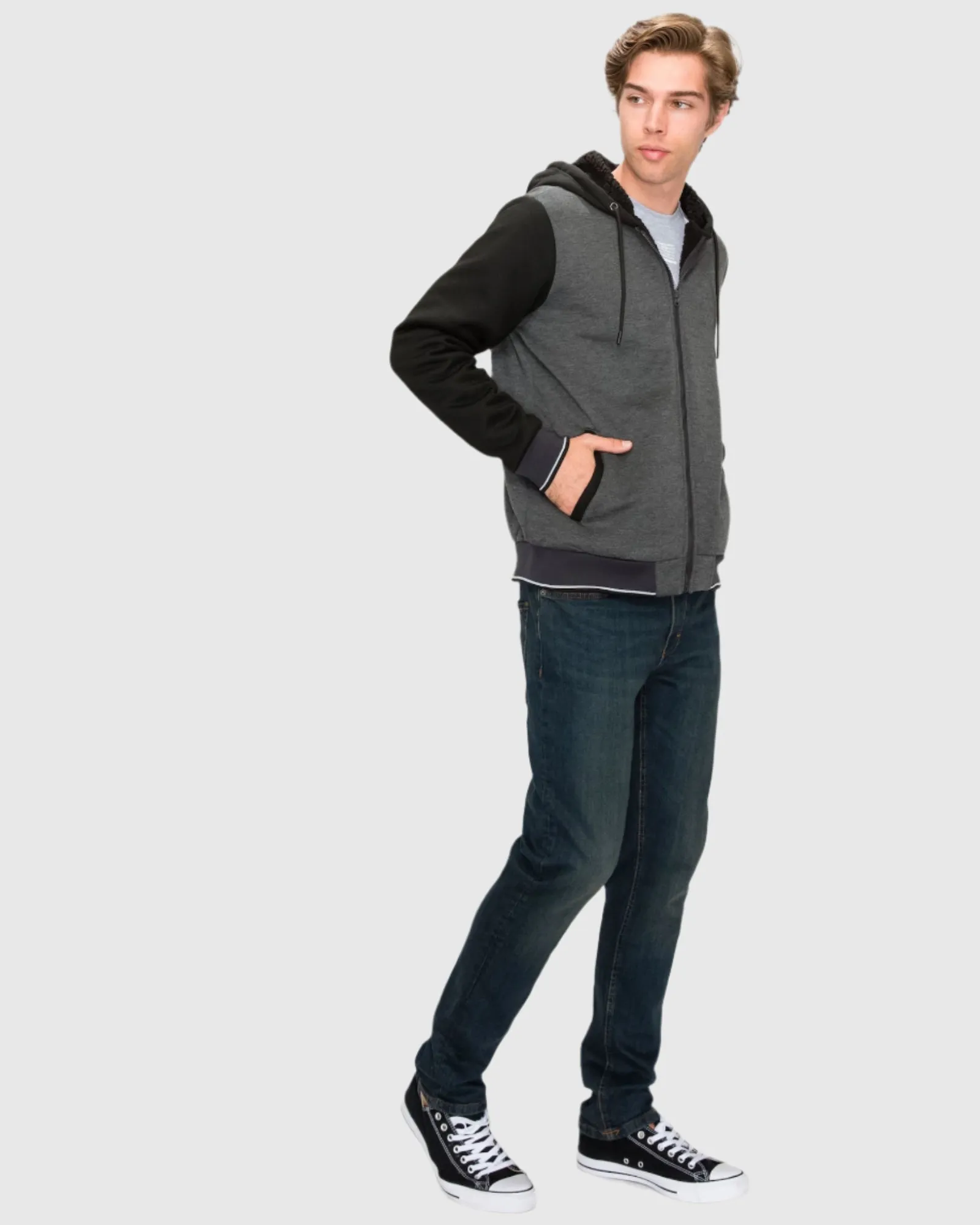 MEN'S VALUE VARSITY FLEECE SHERPA LINED JACKET