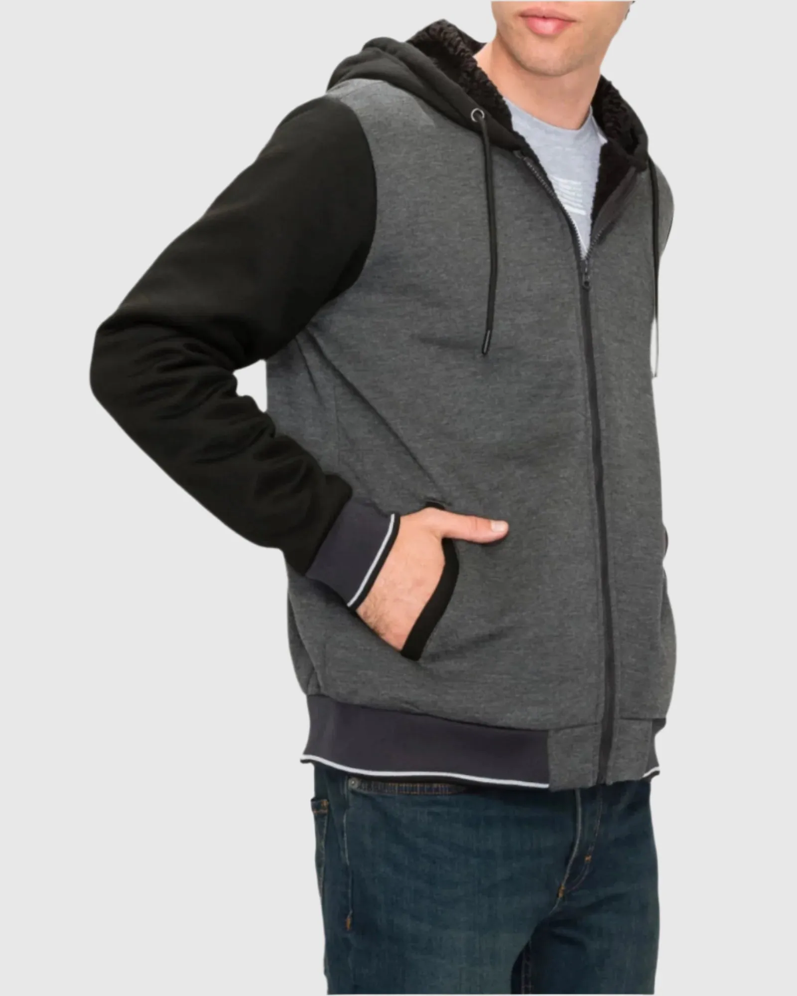MEN'S VALUE VARSITY FLEECE SHERPA LINED JACKET