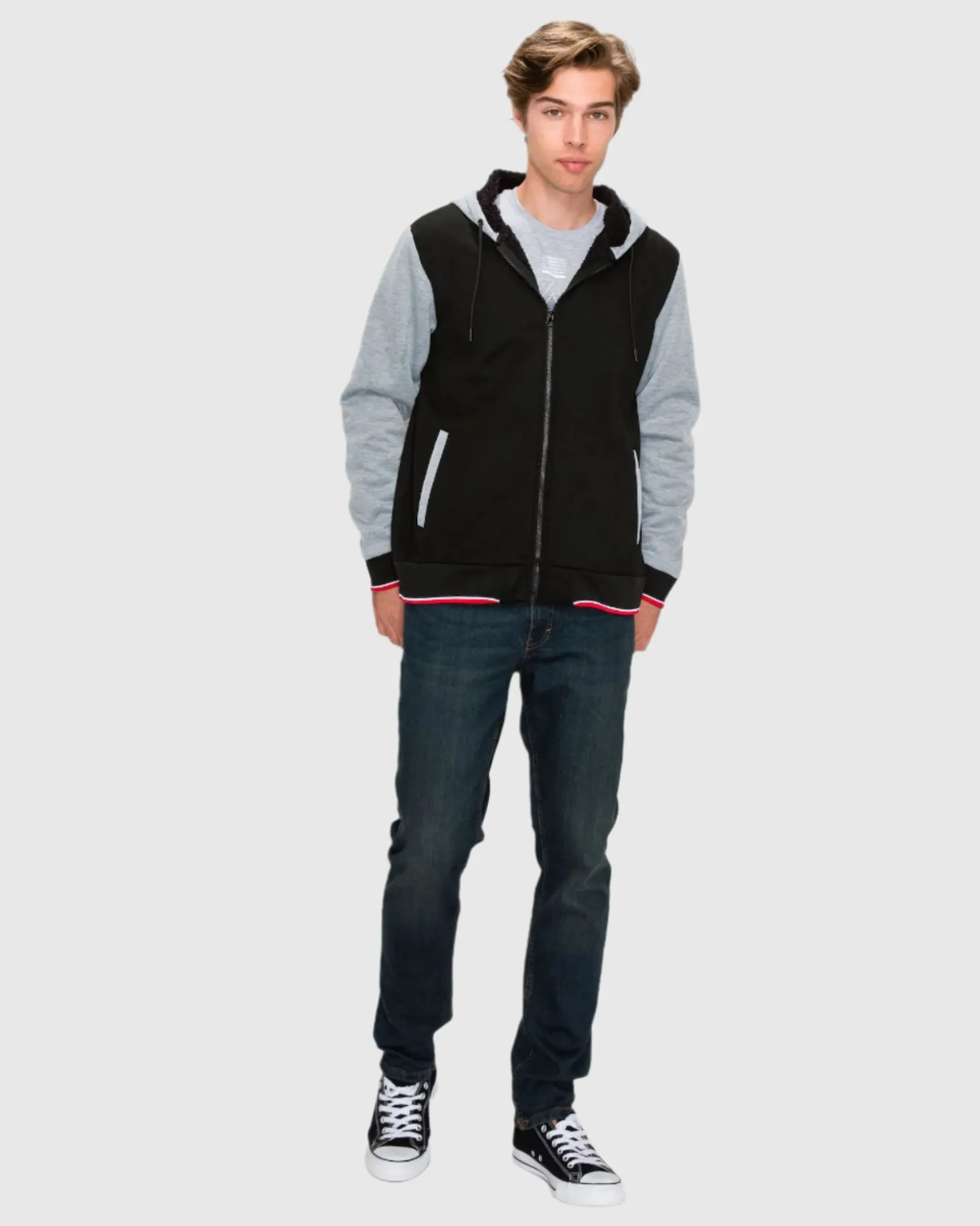 MEN'S VALUE VARSITY FLEECE SHERPA LINED JACKET