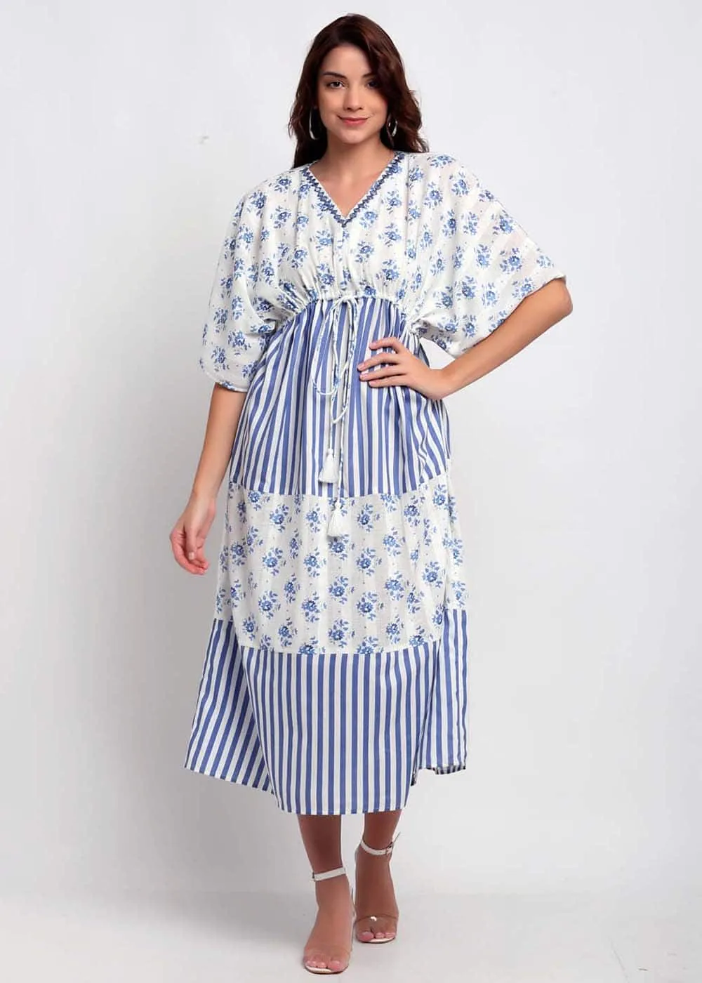 Mix Of Floral & Striper Kaftan