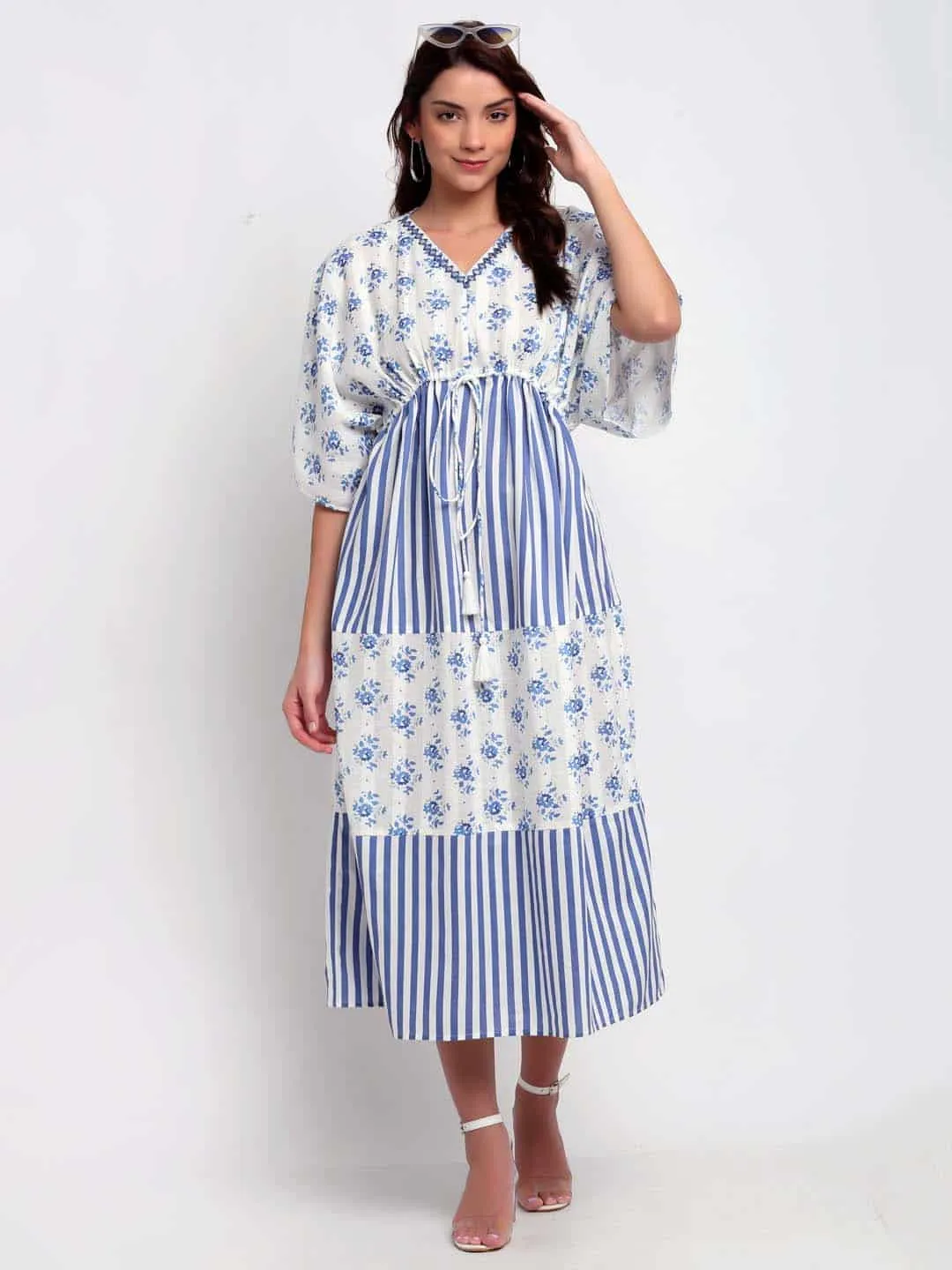 Mix Of Floral & Striper Kaftan