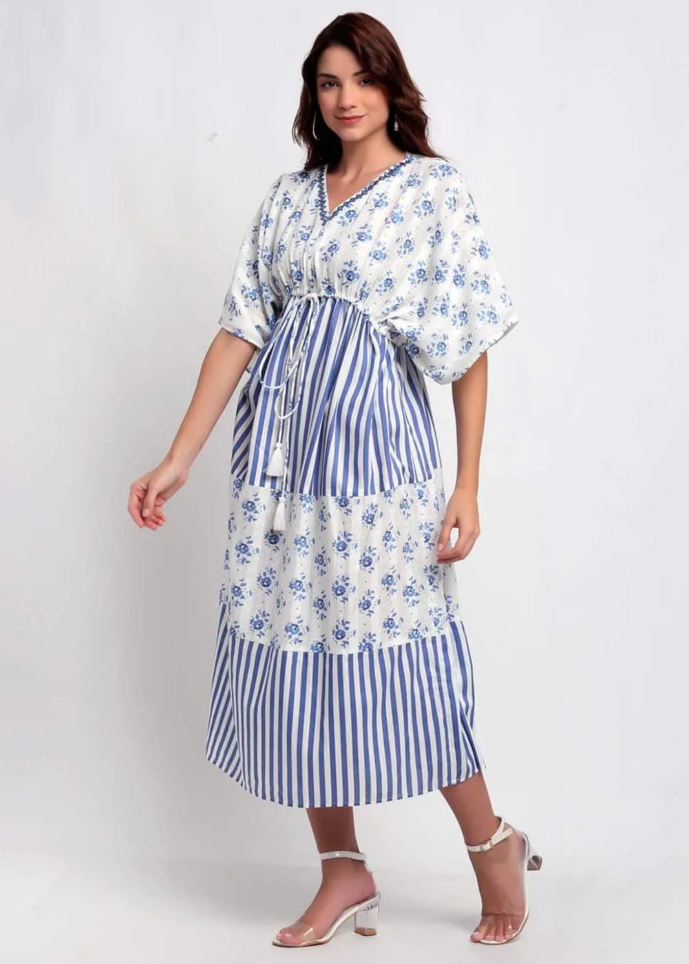 Mix Of Floral & Striper Kaftan