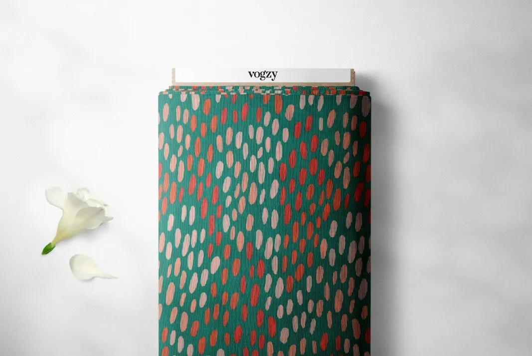 Multicolored Polka Dot Pattern Printed Crushed Georgette Fabric