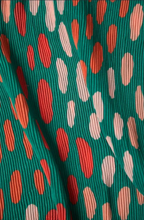 Multicolored Polka Dot Pattern Printed Crushed Georgette Fabric