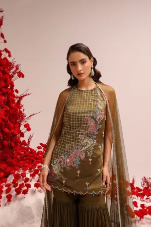 Paisley love olive sharara set