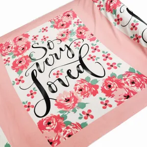 Pink Flowers on White Printed Polar Fleece Design 96 - 1.28M Panel