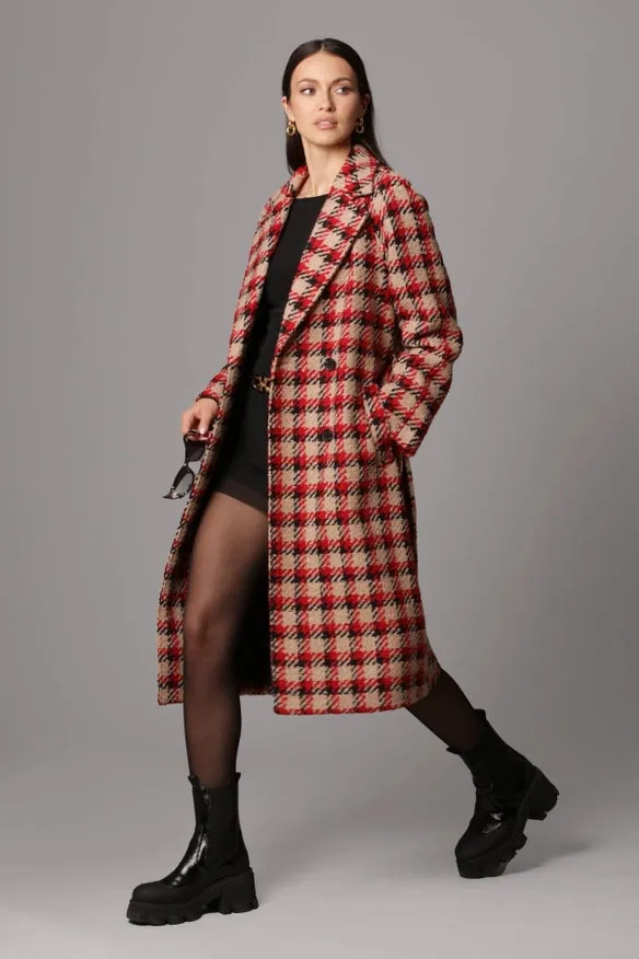 Plaid Jacquard Belted Walker Coat
