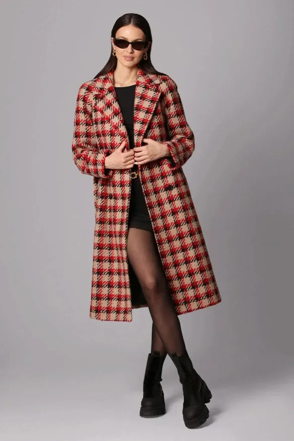 Plaid Jacquard Belted Walker Coat