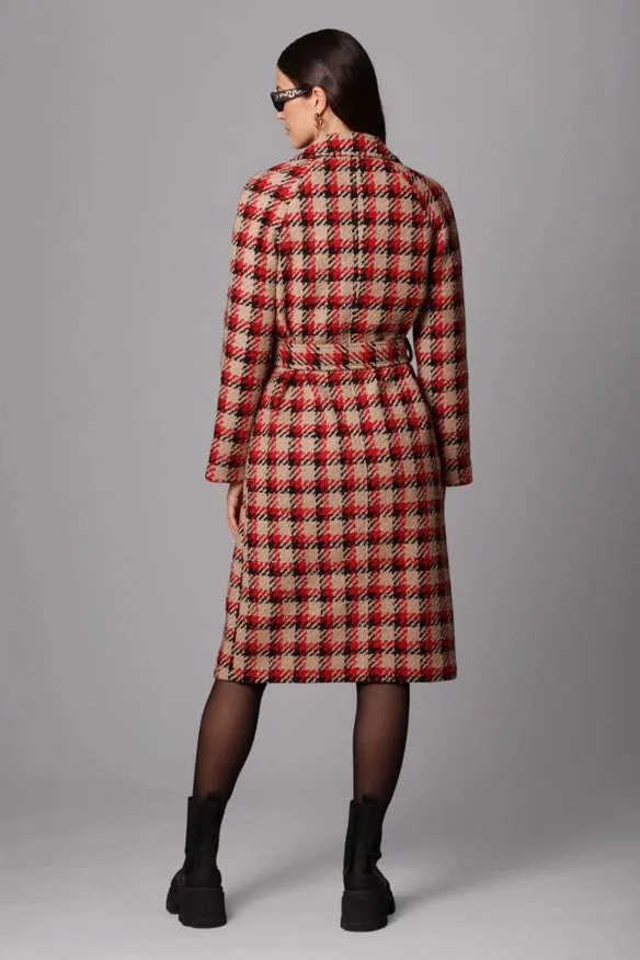Plaid Jacquard Belted Walker Coat