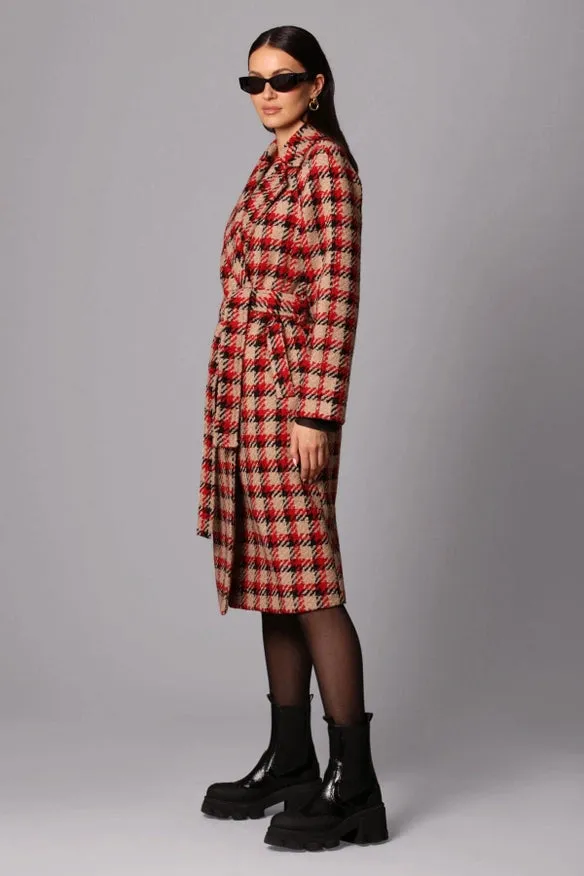 Plaid Jacquard Belted Walker Coat