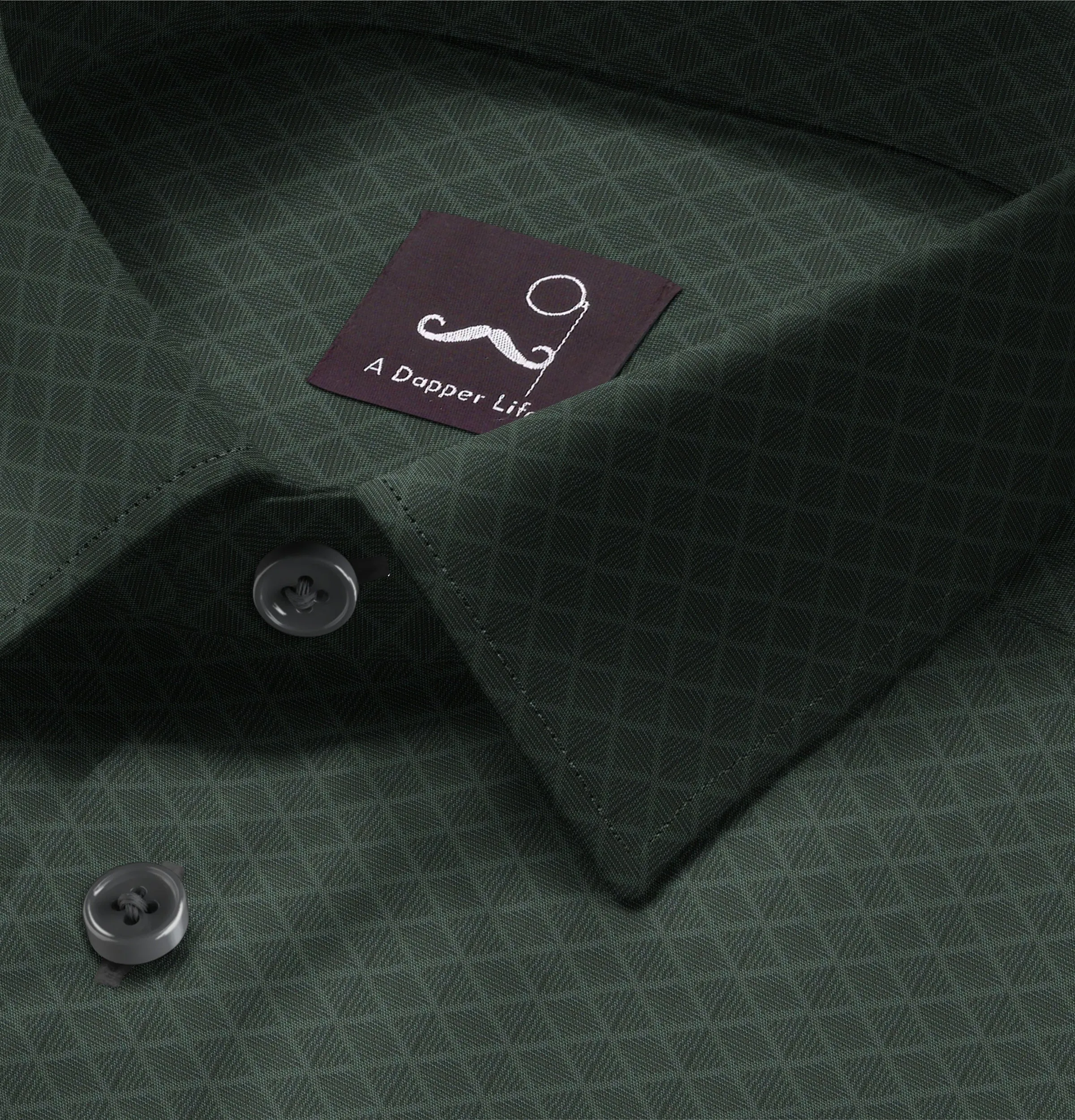 Pure Cotton - Long Sleeve - Olive Green Diagonal Print