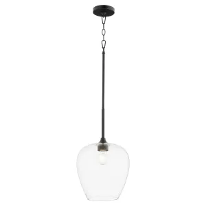 Quorum Veno 858-59 Pendant - Matte Black Clear Glass Shade Traditional
