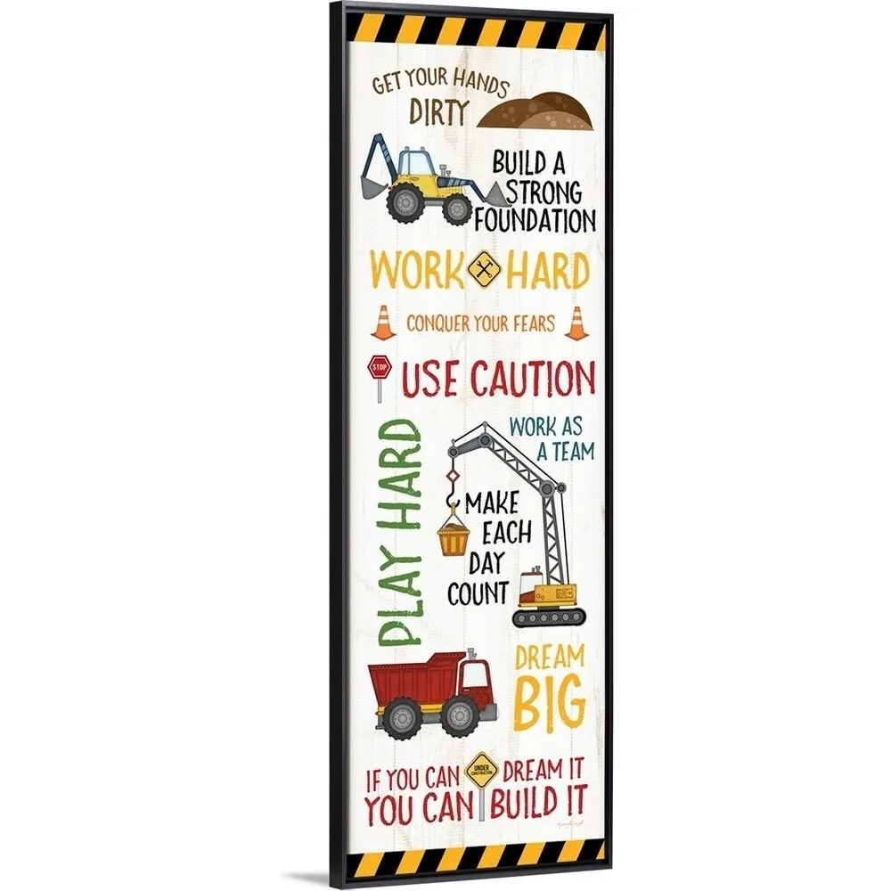 "Construction Sign" Black Float Frame Canvas Art