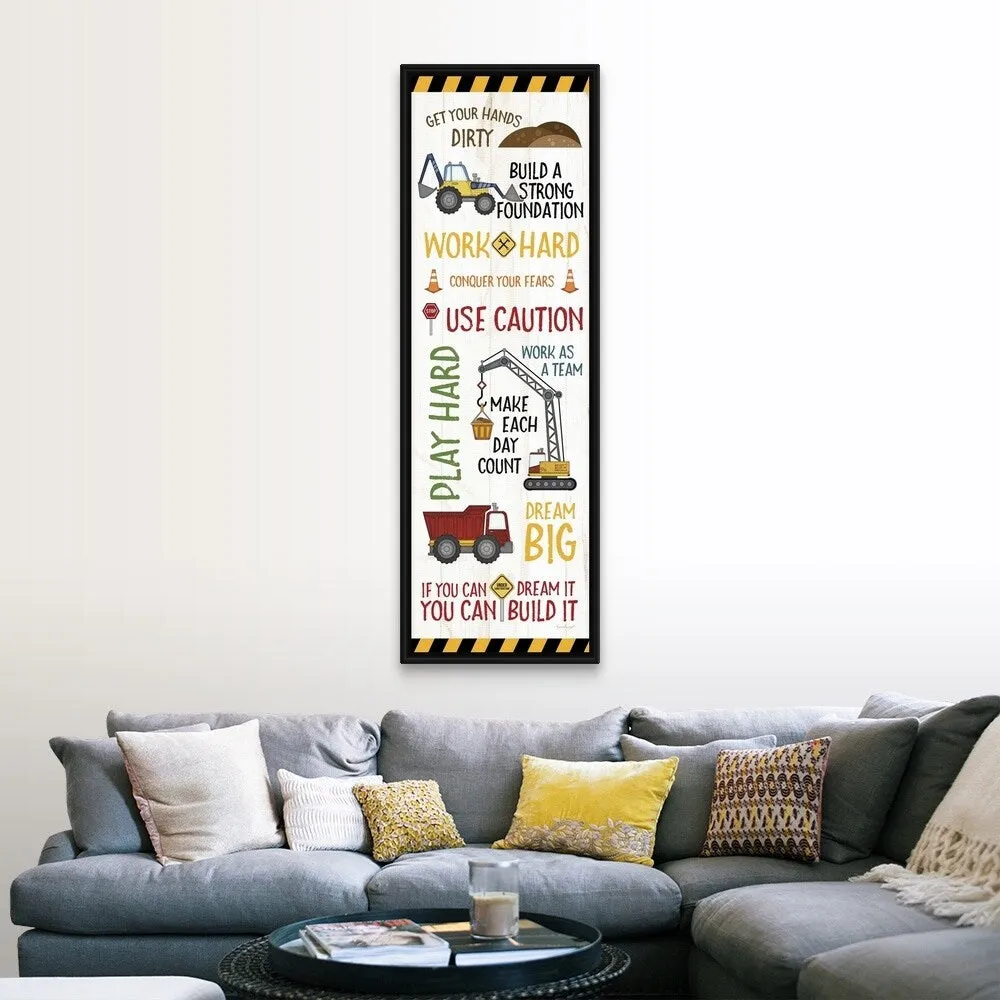 "Construction Sign" Black Float Frame Canvas Art