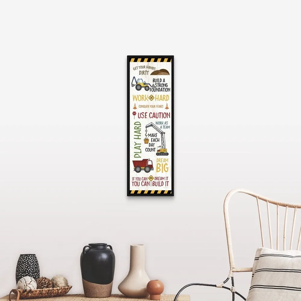 "Construction Sign" Black Float Frame Canvas Art