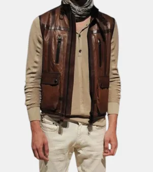 Roscode Men's Brown Leather Vest
