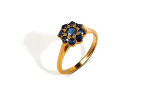 SAPPHIRE WHISPERER FLOWER 21K GOLD RING