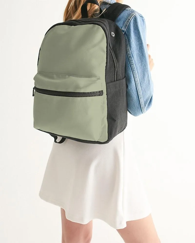 Shaded Pale Pastel Warm Green Gray Canvas Backpack | C8M0Y30K30
