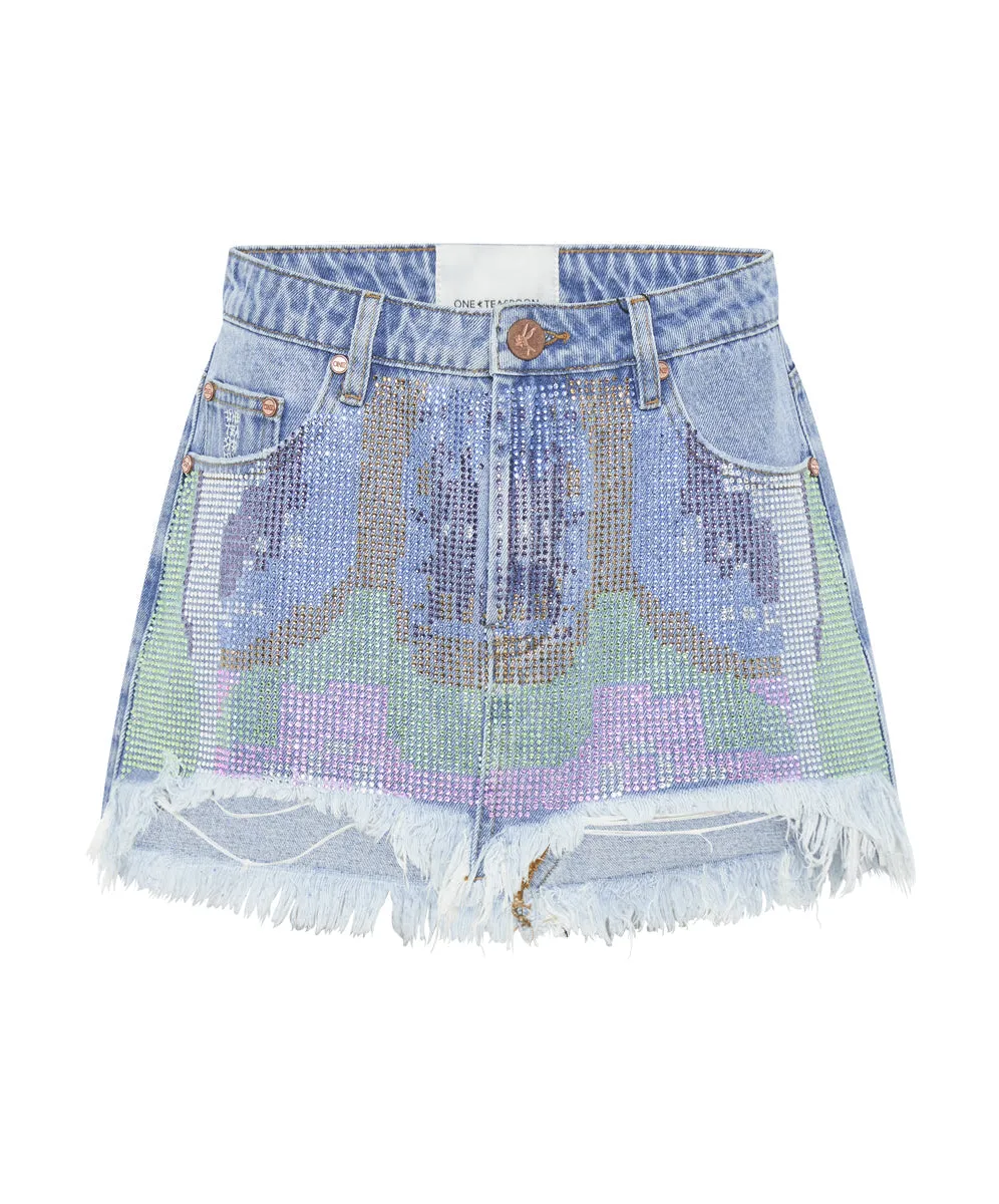 SHERBERT SEQUIN BOLT BLUE SUNRISE SEQUIN JUNKYARD SKIRT