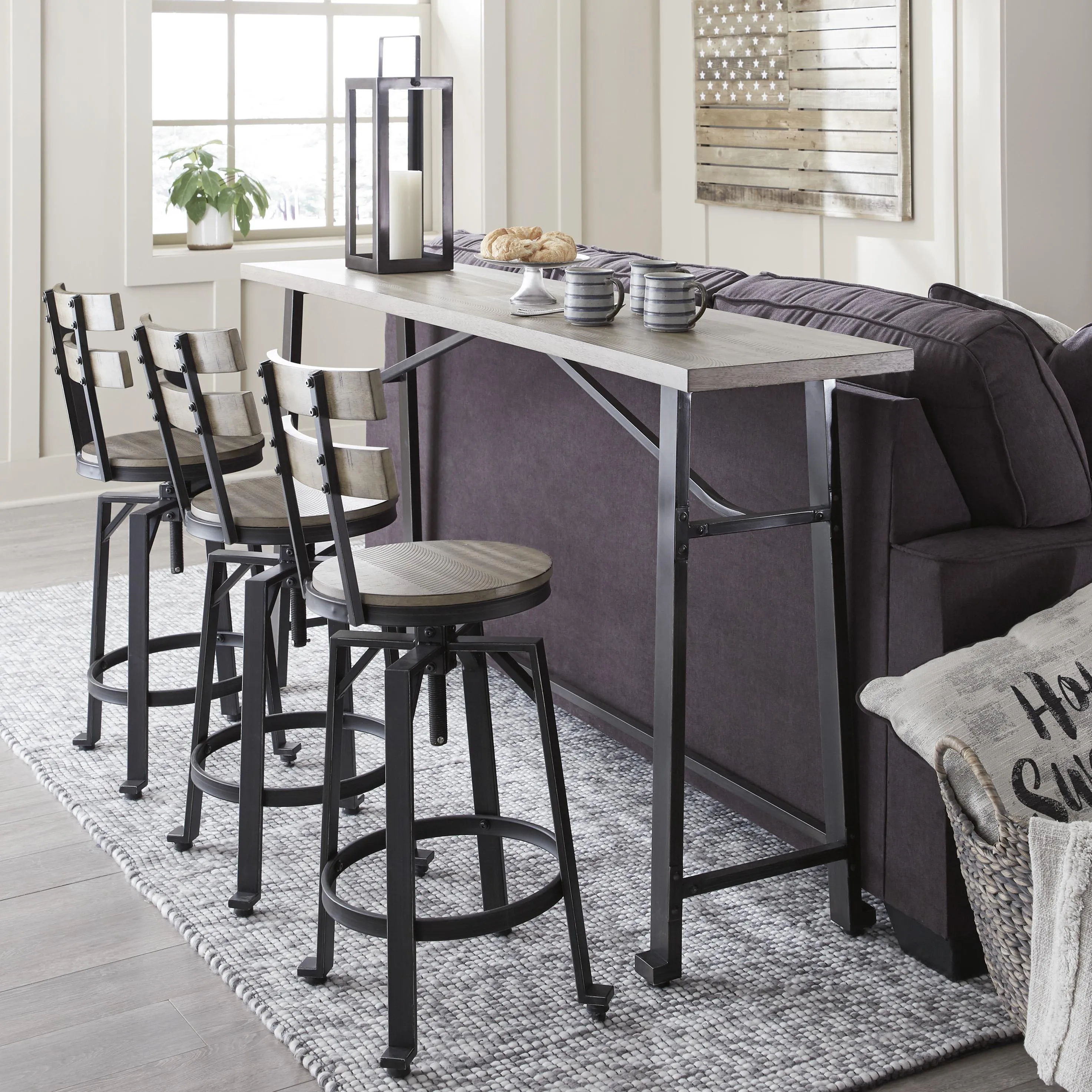 Signature Design by Ashley Lesterton Counter Height Dining Table with Trestle Base D334-52