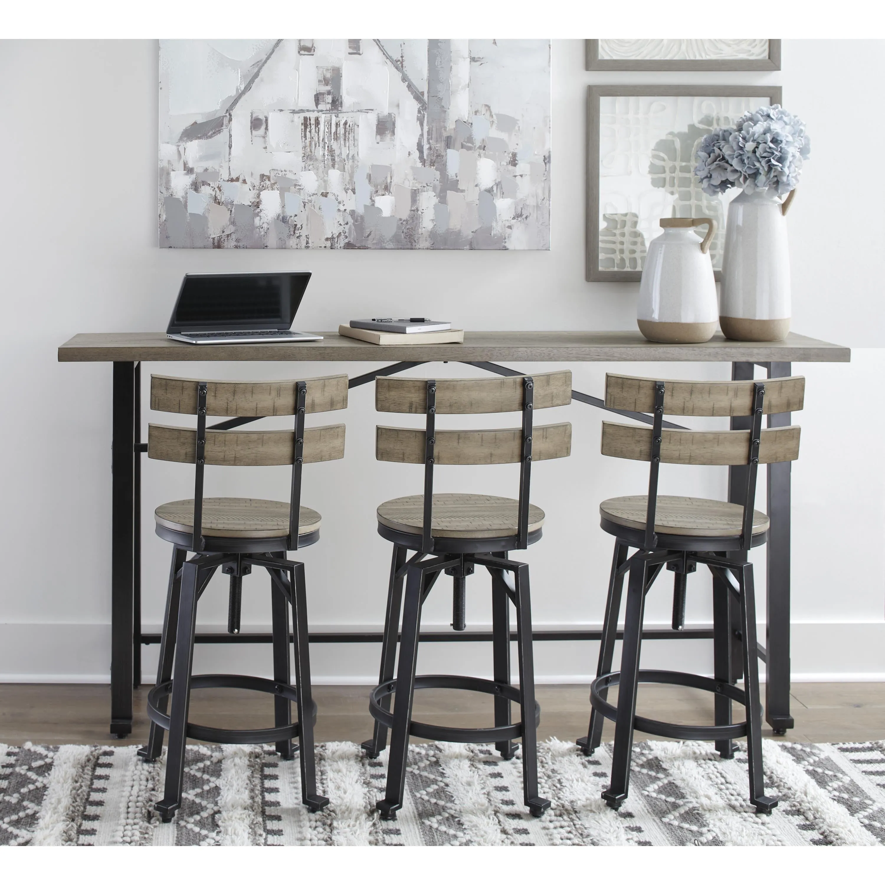 Signature Design by Ashley Lesterton Counter Height Dining Table with Trestle Base D334-52