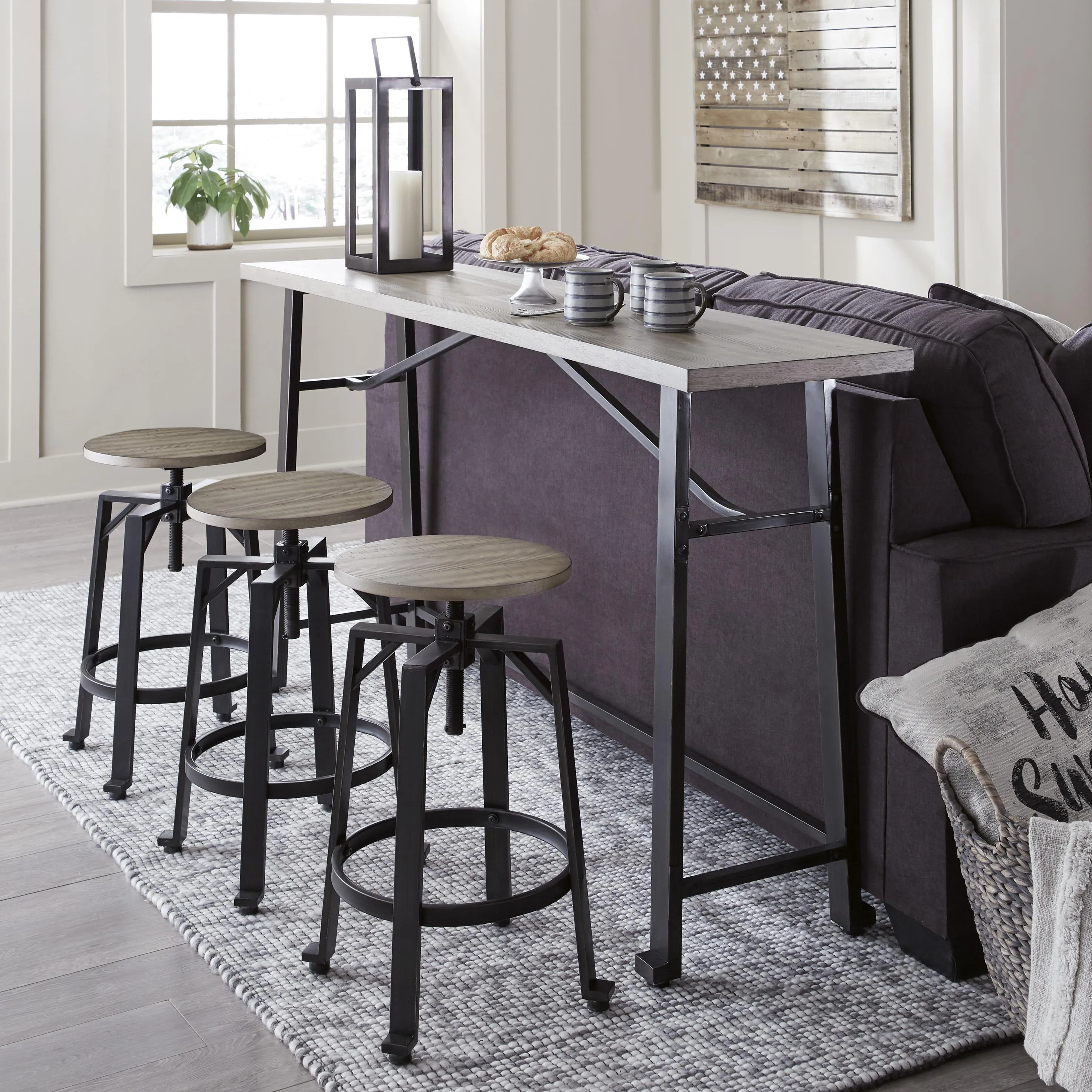 Signature Design by Ashley Lesterton Counter Height Dining Table with Trestle Base D334-52