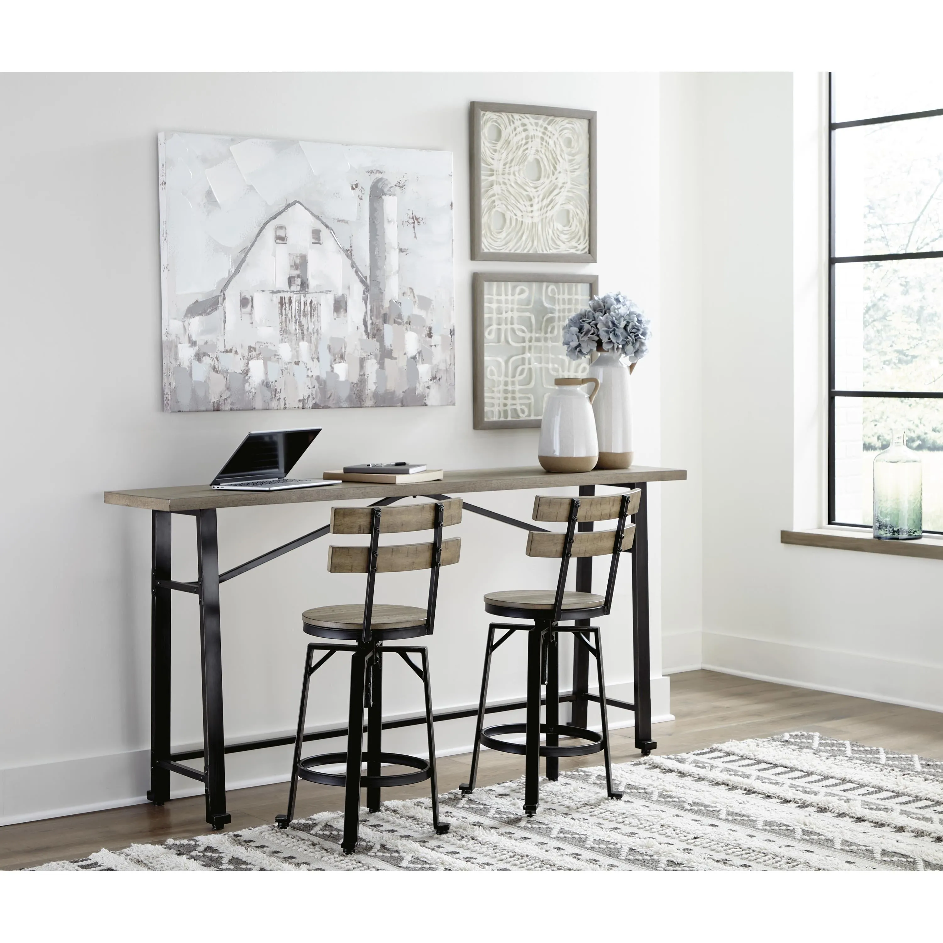 Signature Design by Ashley Lesterton Counter Height Dining Table with Trestle Base D334-52