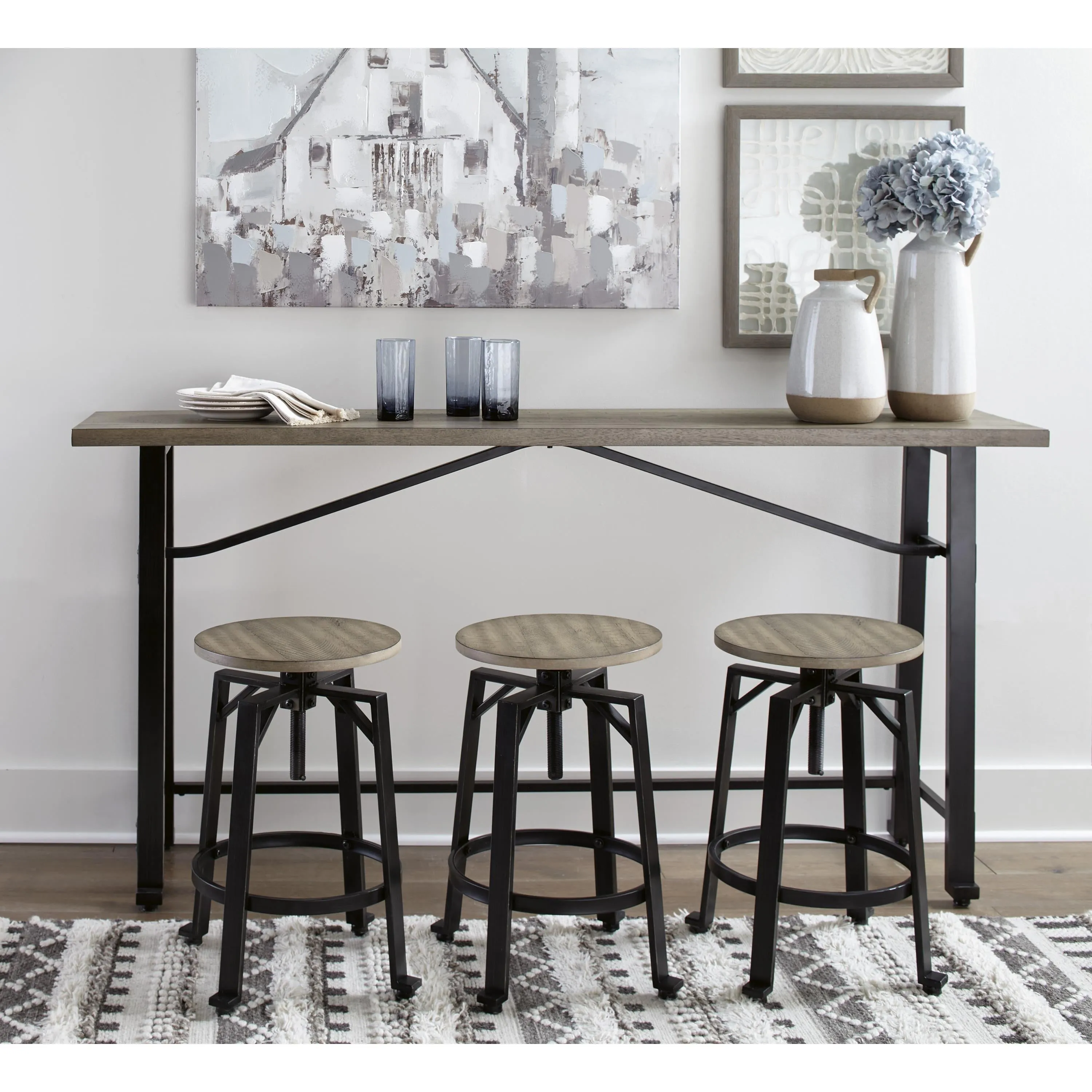 Signature Design by Ashley Lesterton Counter Height Dining Table with Trestle Base D334-52
