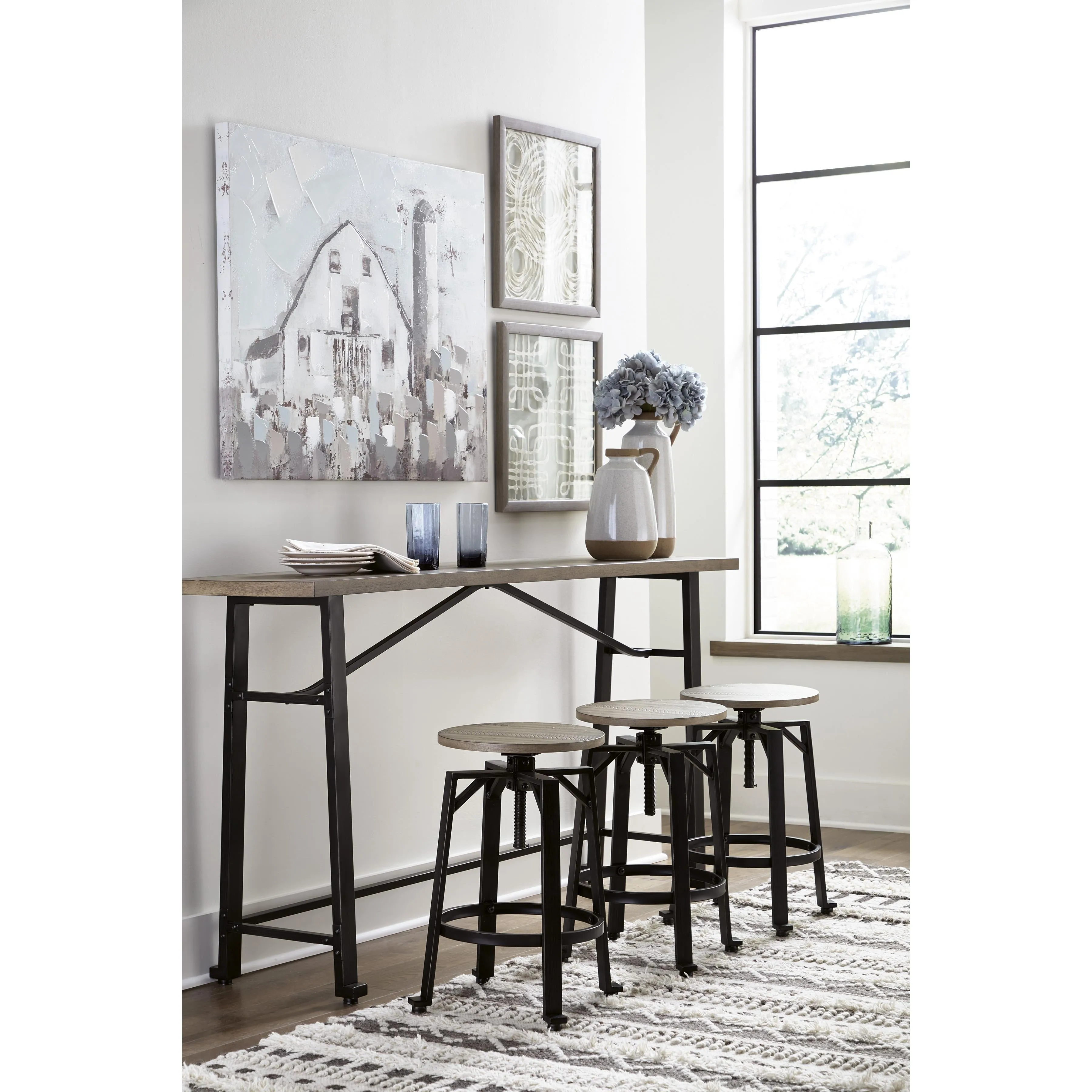 Signature Design by Ashley Lesterton Counter Height Dining Table with Trestle Base D334-52