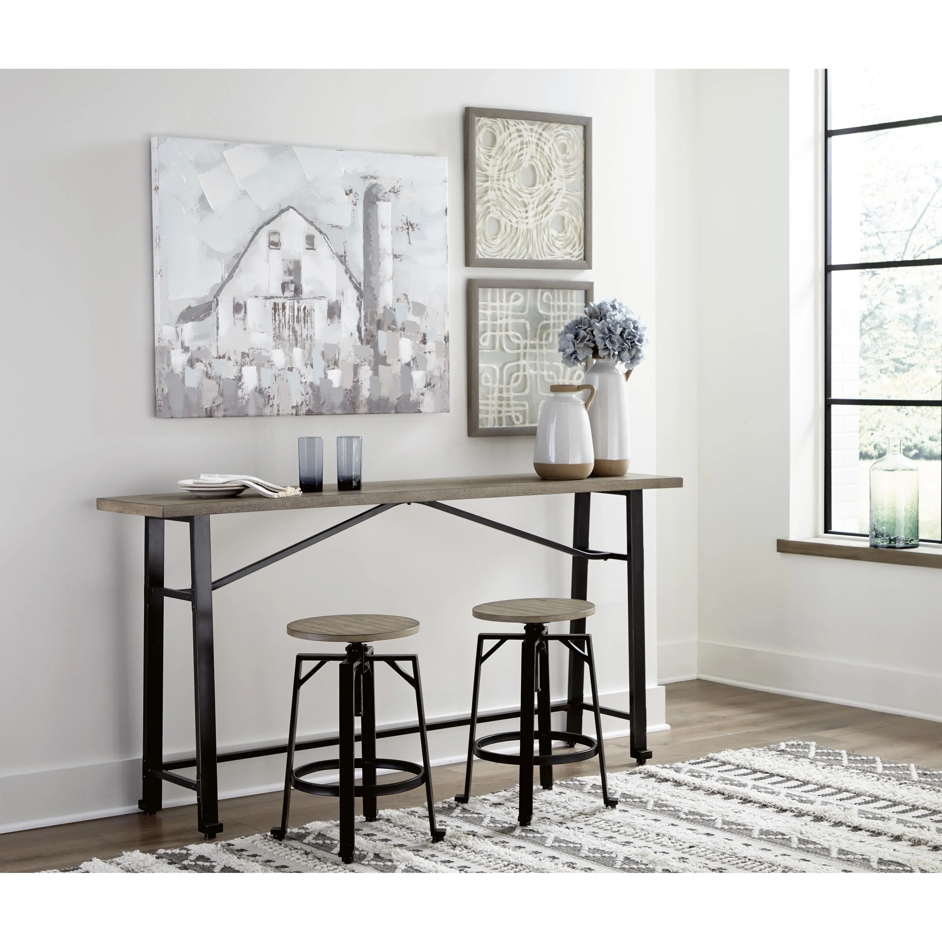 Signature Design by Ashley Lesterton Counter Height Dining Table with Trestle Base D334-52