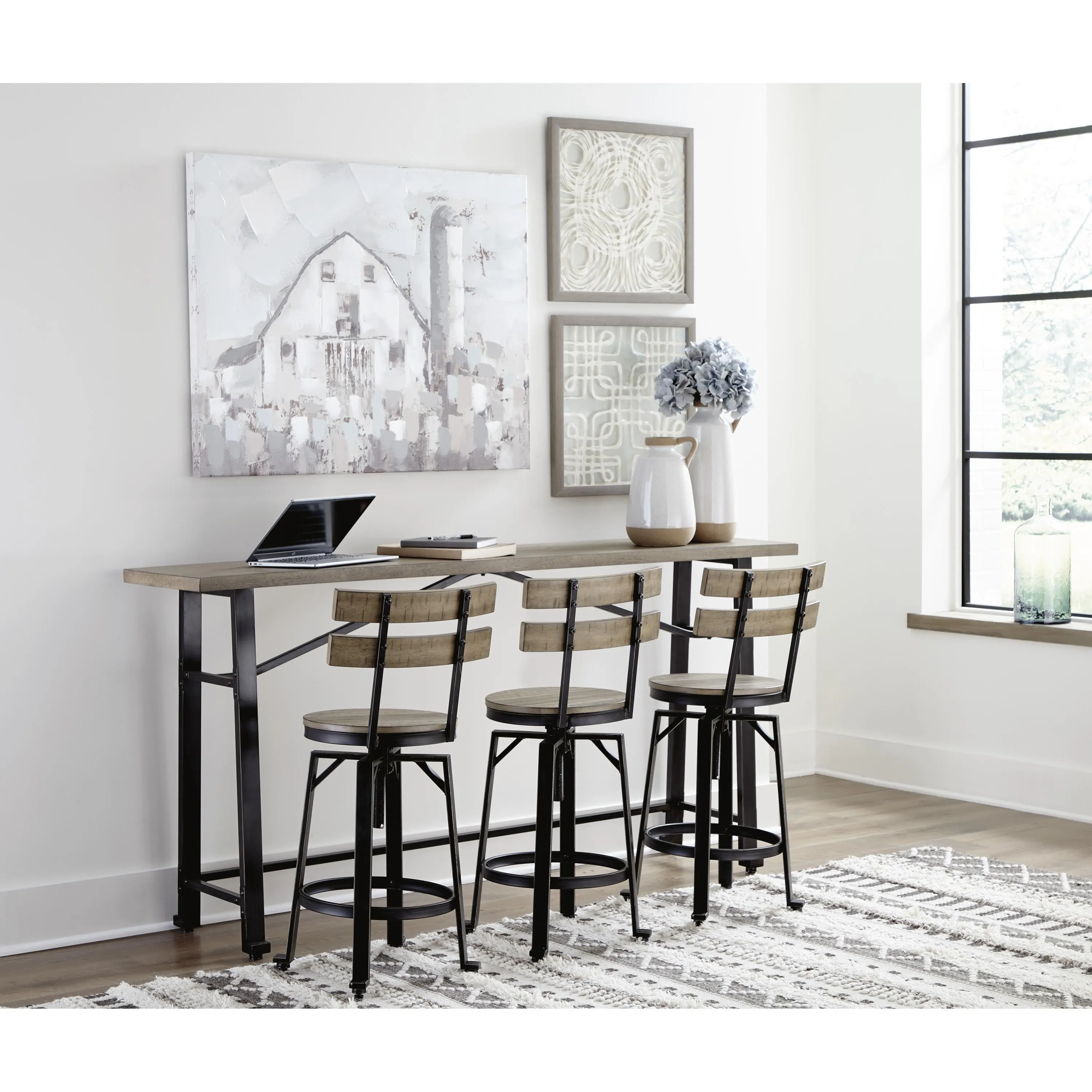 Signature Design by Ashley Lesterton Counter Height Dining Table with Trestle Base D334-52
