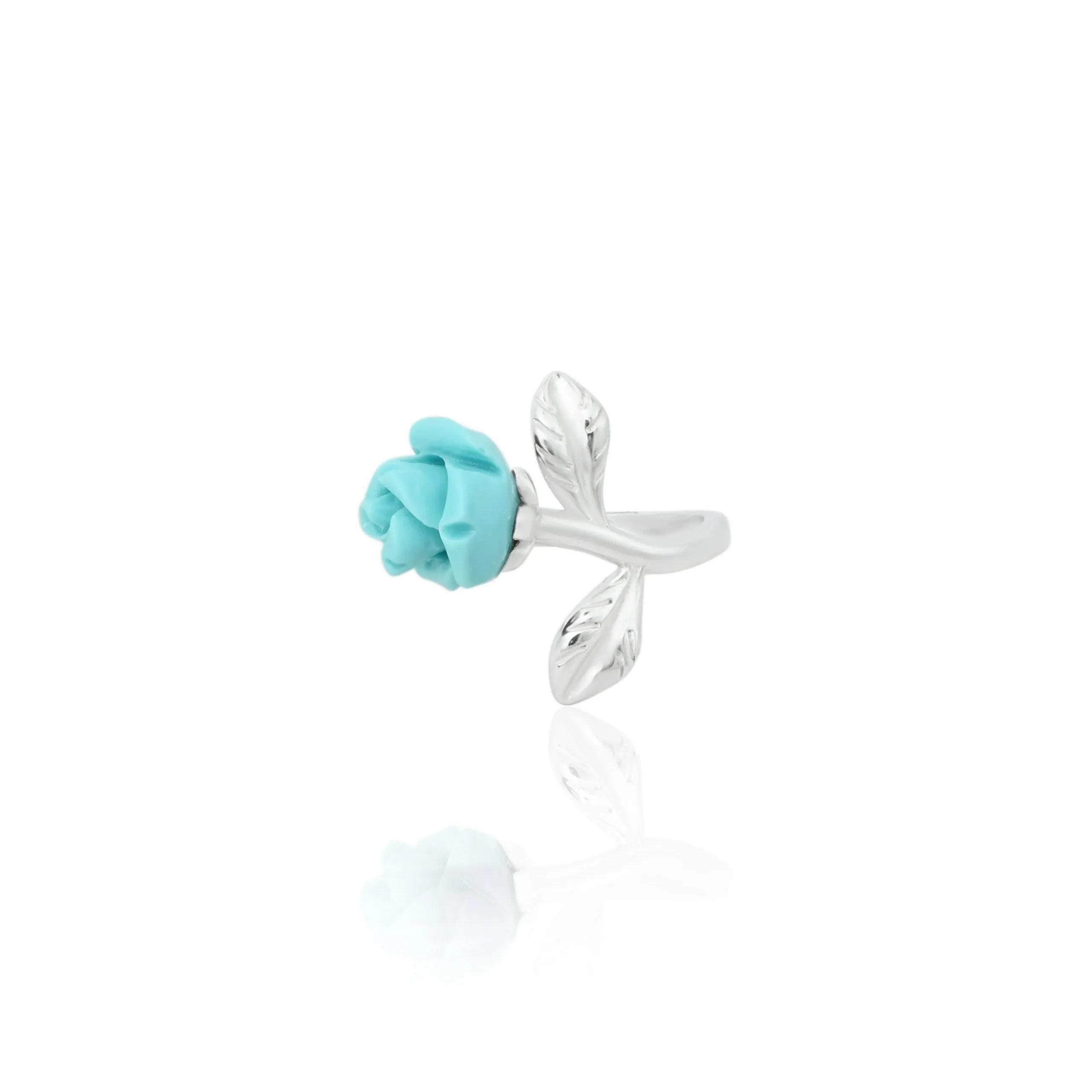 Sterling Silver Vintage Style Light Blue Rose Ring for Girls
