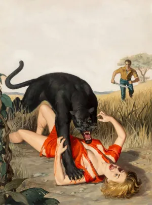 The Big Blonde and The Black Beast Ripper - Pulp Magazine Art Cover - Wil Hulsey Painting