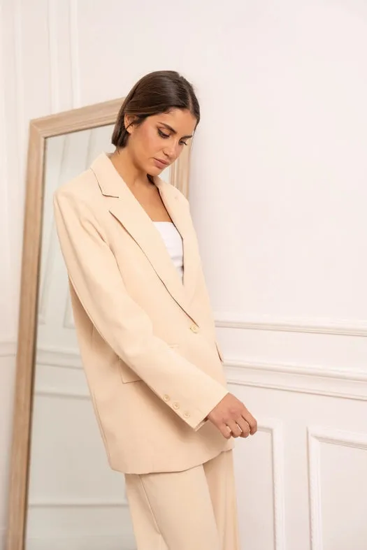 Timeless Plain Oversized Jacket  Beige