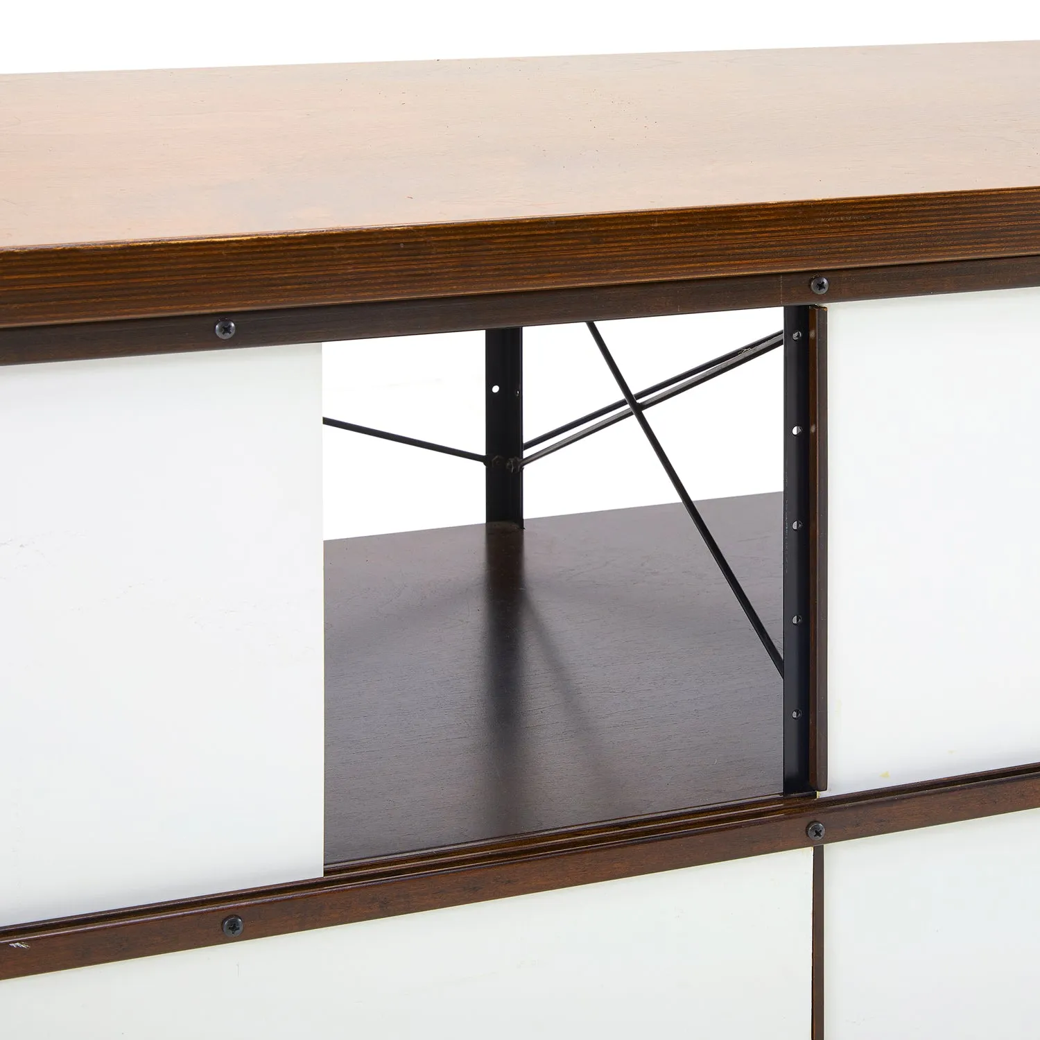 White & Walnut Four Section Cabinet