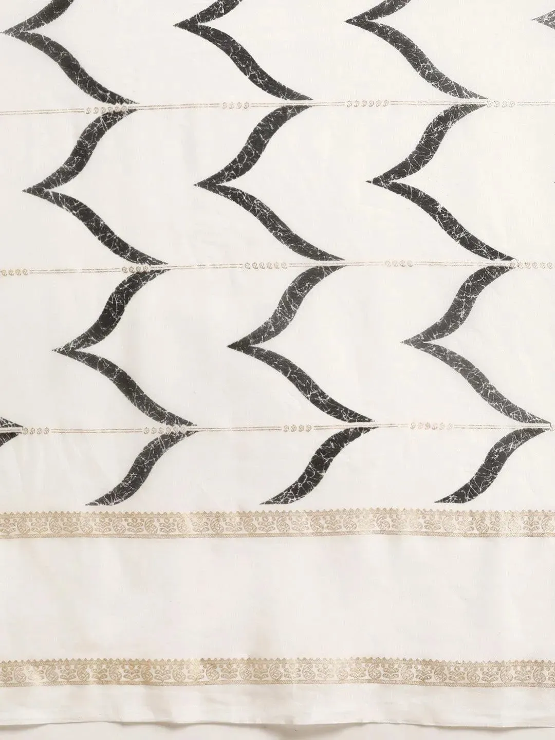 White Printed Chiffon Saree