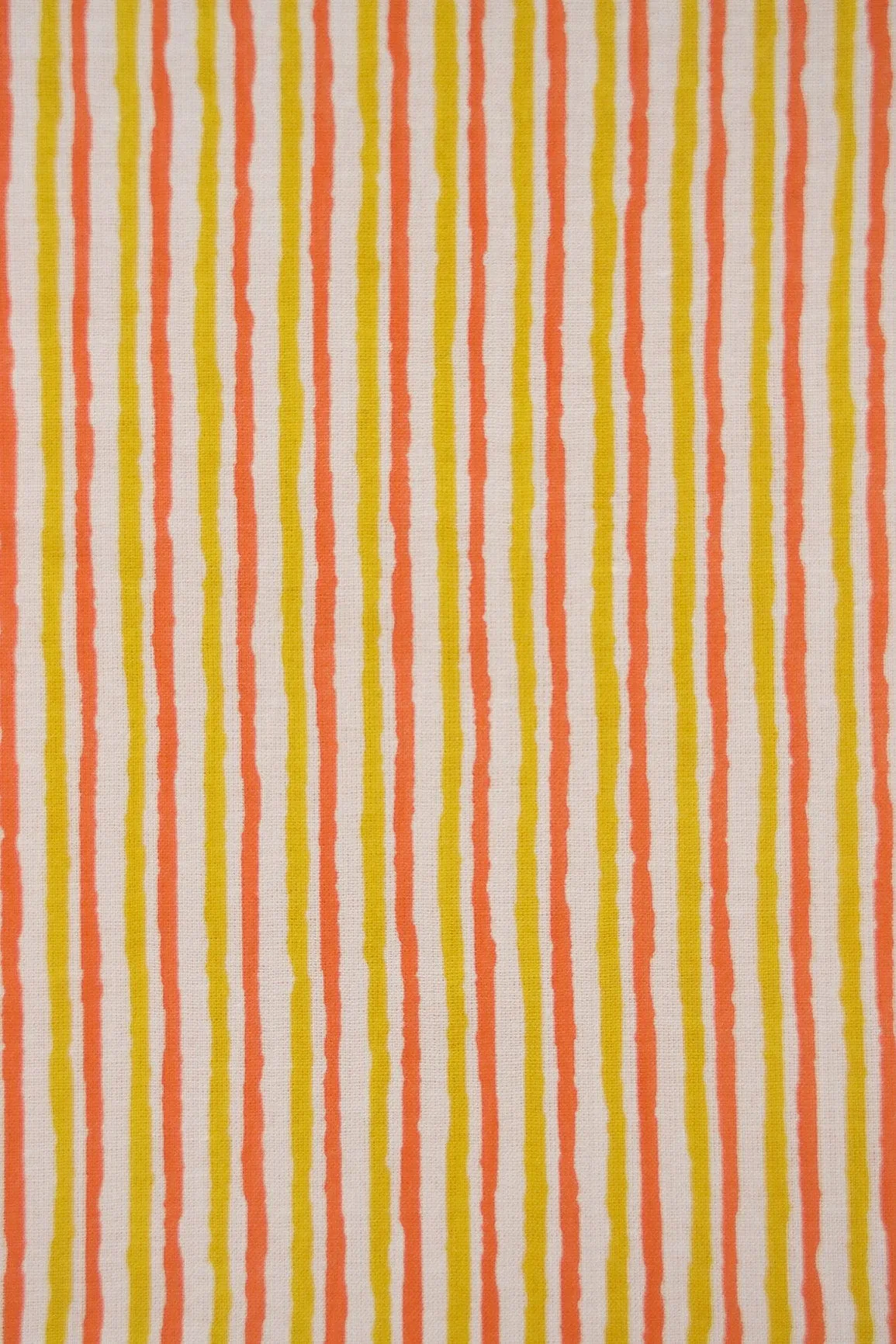 Yellow and Orange Stripes Screen Print on organic Cotton Fabric