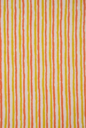 Yellow and Orange Stripes Screen Print on organic Cotton Fabric