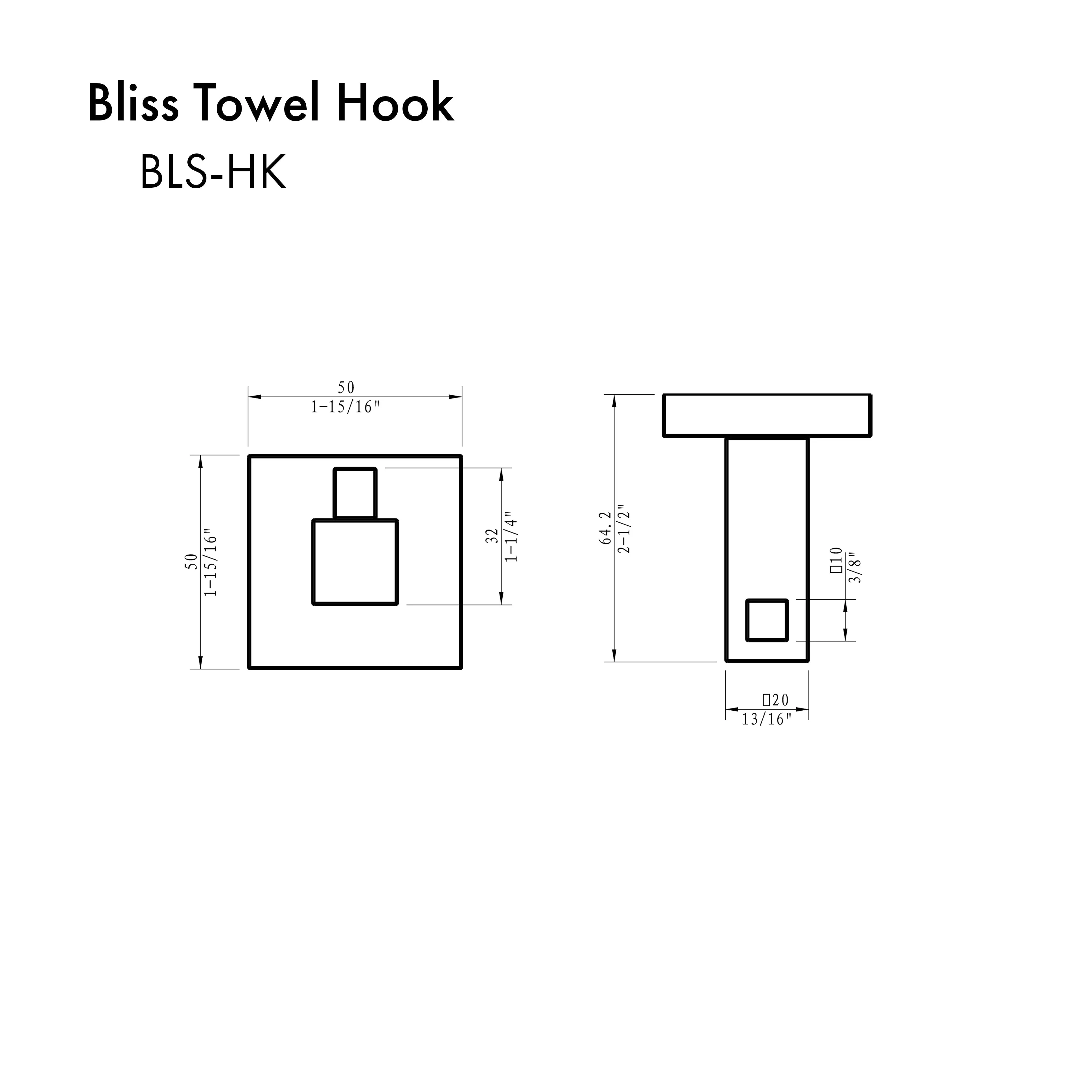 ZLINE Bliss Towel Hook in Matte Black (BLS-HK-MB)